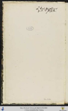 [Vorderer Spiegel] Besitzvermerk von Franz Karl Grieshaber.