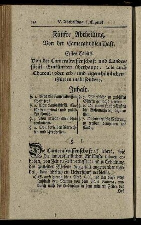 Fünfte Abtheilung. Von der Cameralwissenschaft.