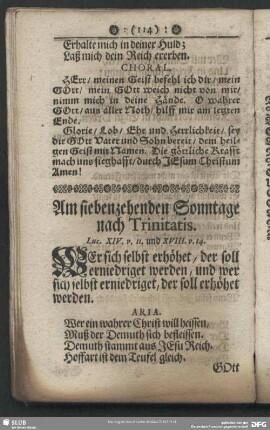 Am siebenzehenden Sonntage nach Trinitatis