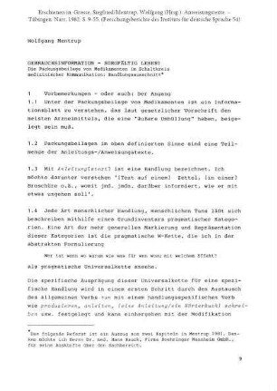 Gebrauchsinformation - Sorgfältig lesen!. Die Packungsbeilage von Medikamenten im Schaltkreis medizinischer Kommunikation: Handlungsausschnitt