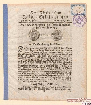 Medaille auf Alexander Imhoff