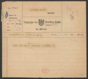 Brief an B. Schott's Söhne