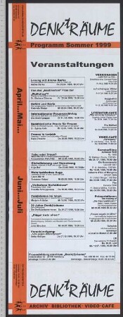 Frauenbildungszentrum DENKtRÄUME : Archiv - Bibliothek; Programm Sommer 1999