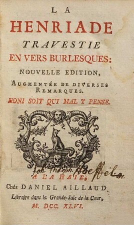 La Henriade : Travestie En Vers Burlesques