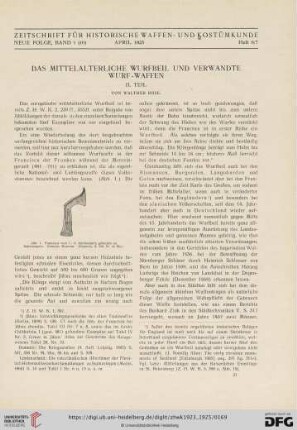 Neue Folge 1: Das mittelalterliche Wurfbeil und verwandte Wurf-Waffen : II.Teil