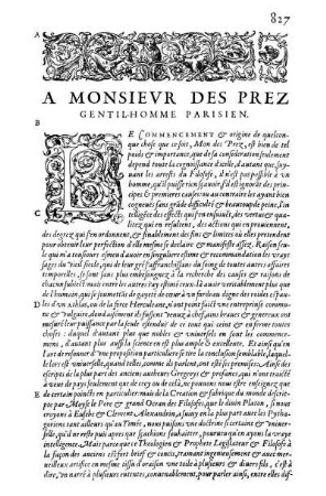 A Monsieur Des Prez Gentil-Homme Parisien.