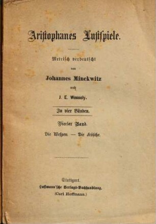 Aristophanes Lustspiele, 10. Die Wespen