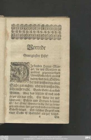 Vorrede Geneigtester Leser!