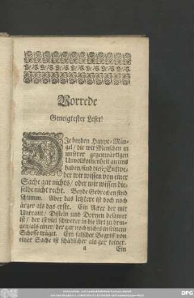 Vorrede Geneigtester Leser!