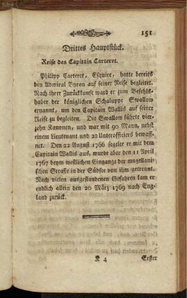 Drittes Hauptstück. Reise des Capitain Carteret.