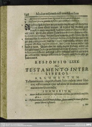 Responsio LXXX. De Testamento Inter Liberos