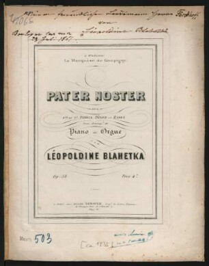 Pater Noster : Pour 1er Et 2d Dessus, Ténor Et Basse Avec Accompt. de Piano Ou Orgue ; Op: 58.