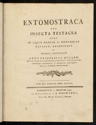 1-134, Entomostraca Seu Insecta Testacea