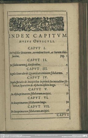 Index Capitum Huius Opusculi