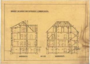 Billing, Hermann; Baden-Baden, Vincentistr. 21-23; Villa E. Maurer - Querschnitt; Längsschnitt