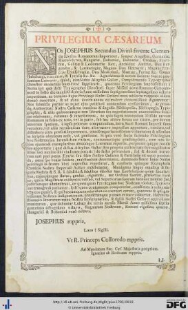 Privilegium Caesareum; Licentia Et Approbatio Ordinarii.