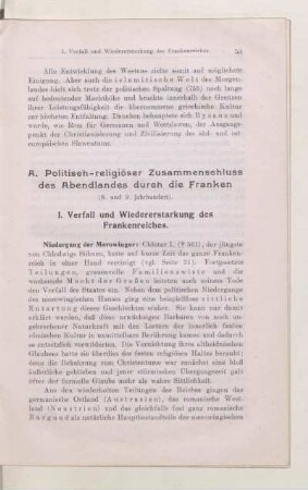 A. Politisch-religiöser Zusammenschluss des Abendlandes durch die Franken