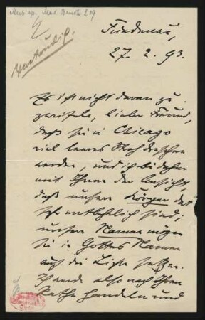 Brief an Philipp Spitta : 27.02.1893