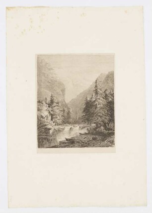 Berglandschaft mit Bach und Tannen, aus: "Radierversuche I"