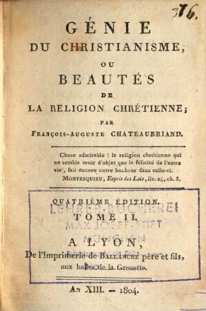Génie du christianisme, ou beautés de la religion chrétienne, 2