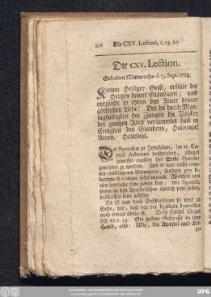 Die CXV. Lection. Gehalten Mittwochs d. 19. Sept. 1725.