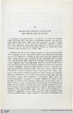 IV. Sulle tesi teorico-artistiche del primo Rinascimento