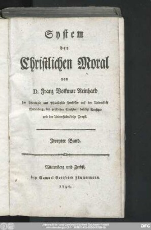 Zweyter Band: System der christlichen Moral