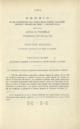 Saggio di una introduzione alla Teoria delle funzioni analitiche secondo i principii del Prof. C. Weierstrass.