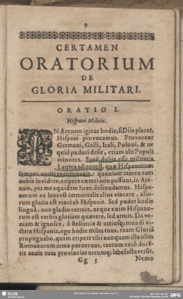 Oratio I. Hispani Militis