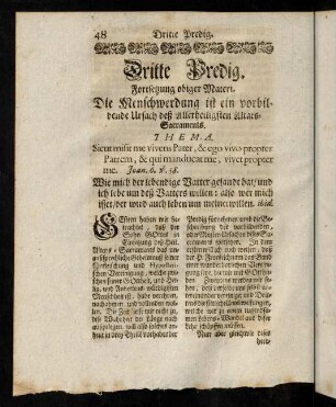 48-71, III. Die Menschwerdung ist ein vorbildende Ursach deß Allerheiligsten Altars-Sacraments.