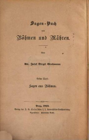 Sagen-Buch von Böhmen & Mähren, I