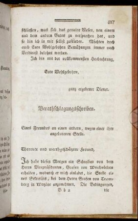 [25.] Berathschlagungsschreiben. - [27.] Abschiedsbriefe.