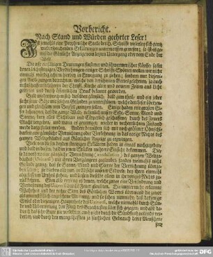 Vorbericht : Nach Stand und Würden geehrter Leser!