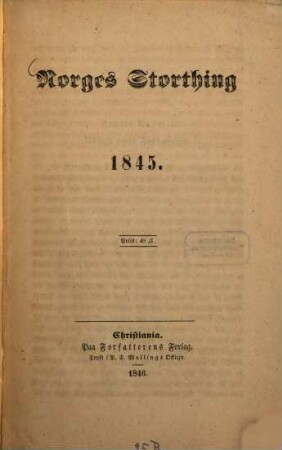 Norges Storthing 1845