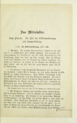 Erste Periode. Die Zeit der Völkerwanderung und Staatenbildung