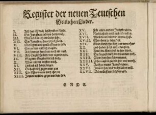 [Falsch eingebunden] Register der neuen Teutschen Weltlichen Lieder