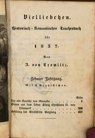 Vielliebchen : historisch-romantisches Taschenbuch. 10, 10. 1837