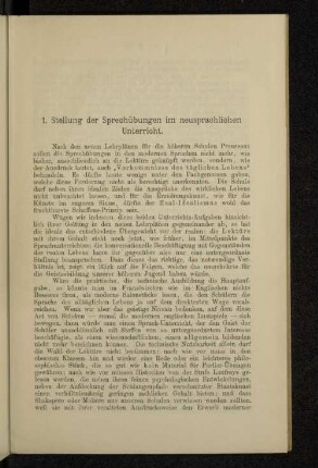 1. Stellung der Sprechübungen im neusprachlichen Unterricht.
