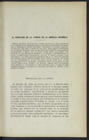 Importancia de la cuestión
