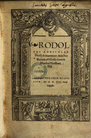Rodolphi Agricolae Phrisii De inventione dialectica : libri tres ; cum scholiis Ioannis Matthaei Phrissemii