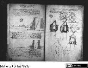 Ms. Canon. Ital. 138: Pirro Ligorio, Libri delle Antichità, Zeichnungen zu einem Bauprojekt Ligorios in Civitavecchia, (Befestigungsanlage) datiert auf den 2. Sept. 1562; Schornsteine