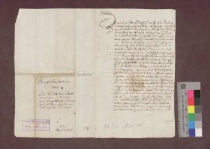 Gant-Attestat über 1 Jauchert Ackers, welchen Hans Brödtlin, Stubenwirt zu Lörrach, um 15 Pfund erworben hat.