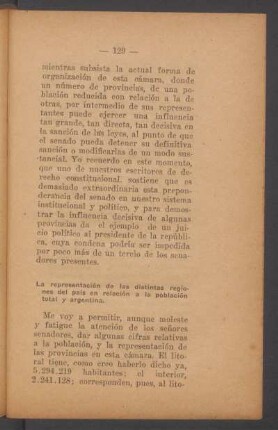 La representación de las distintas regiones del país en relación a la población total y argentina.