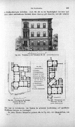 Fig. 415. Wohnhaus in der Viktoriastr. No. 32 ; Abbildung: Fig. 414. Wohnhaus in der Königin-Augusta-Str. No. 29 ; Abbildung: Fig. 416. Wohnhaus in der Viktoriastr. No. 32