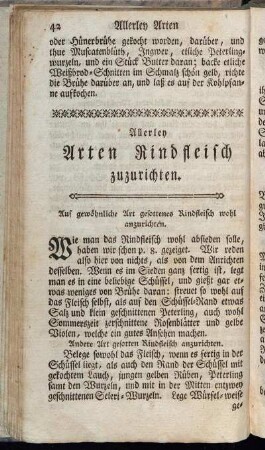 Allerley Arten Rindfleisch zuzurichten.
