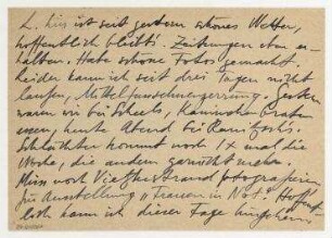 Postkarte von Raoul Hausmann an Elfriede Hausmann. [Poststempel: Schlawe (Pommern)]