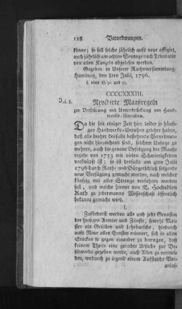 CCCCXXXIII. Revidirte Maaßregeln zur Verhütung und Unterdrückung von Handwerks-Unruhen.