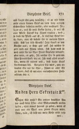 171-181, Vierzehnter Brief - Achtzehnter Brief