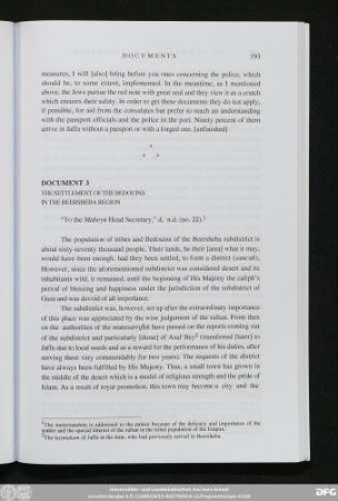 Document 3 The Settlement Of The Bedouins In The Beersheba Region