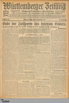 Württemberger Zeitung : das nationalsozialistische Morgenblatt in Stuttgart : WLZ, Württembergische Landeszeitung